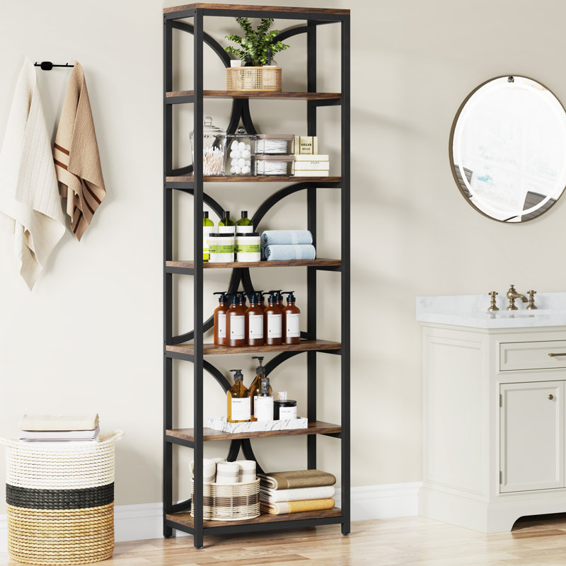 17 Stories Tanavia 6 Tier Bookshelf Tall Etagere Bookcase with Storage